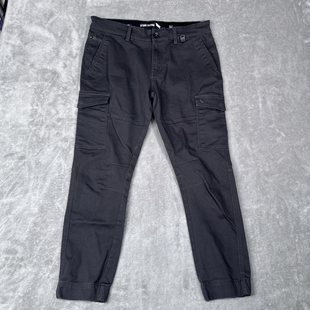 Stone Falcon Pants Mens 34 Gray Cargo Jogger Slim Fit Cuffed Stretch Casual